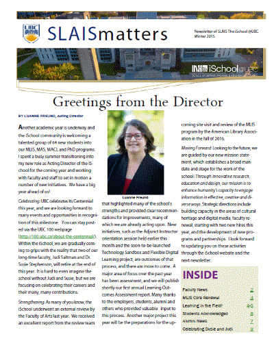 SLAIS Matters Winter 2015