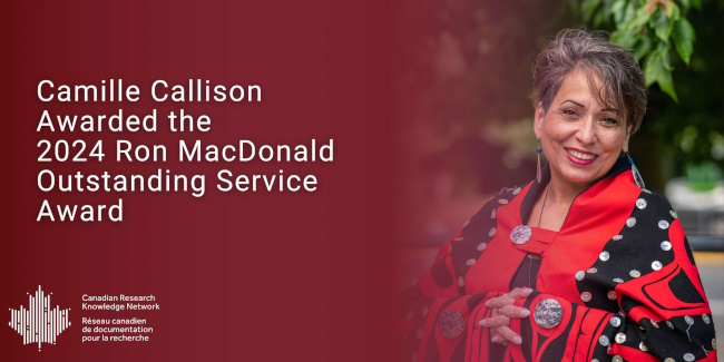 Camille Callison receives 2024 CRKN Ron MacDonald Outstanding Service Award