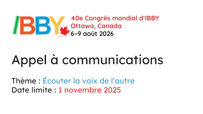 Appel à communications : 40e Congrès mondial IBBY (Ottawa)