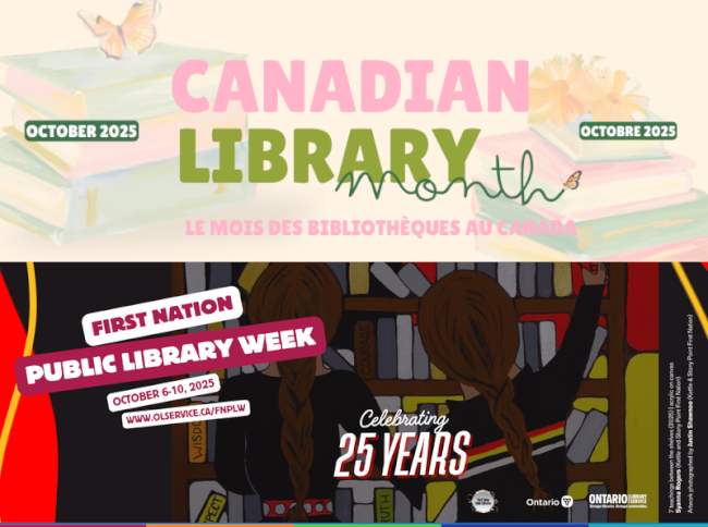 Promotional materials available for 2025 Canadian Library Month, provincial library weeks