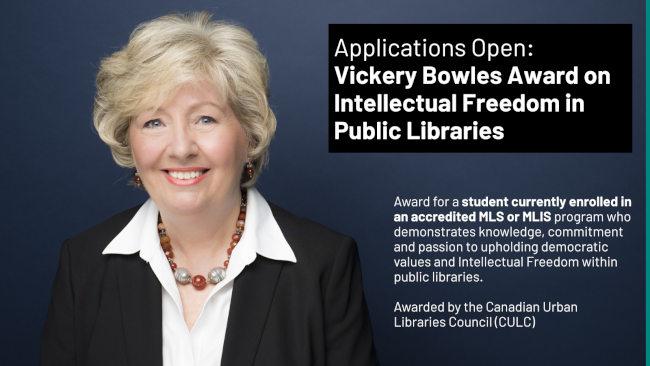Applications Open: Vickery Bowles Award on Intellectual Freedom in Public Libraries
